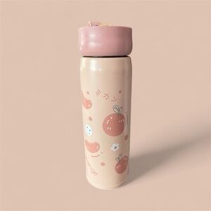 Pink and Cream Thermos with Fruit Design
